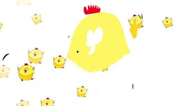 Besin bekleyen sarı şişko tavukların atalet zıpzıpı. Bu da, endüstriyel üretim veya tarım fabrikası ya da tarım fabrikası için yetiştirildiklerini gösteriyor.