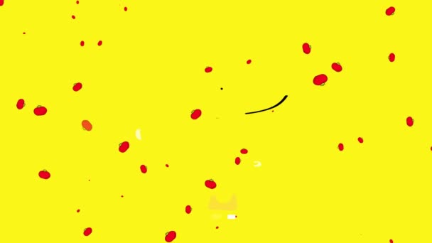 Komedyenin Arka Planda Yüzen Küçük Kırmızı Domateslerle Ilgili Şakalar Yapması — Stok video