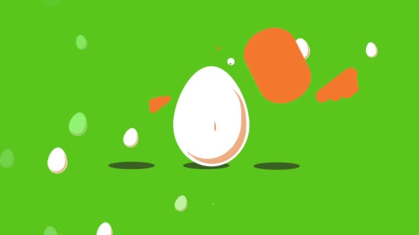 好奇心で孵化する大きな卵を待っている編鶏のカップルの背景に浮かぶ小さな白い卵の内部バウンスが表示されなくなります — ストック動画