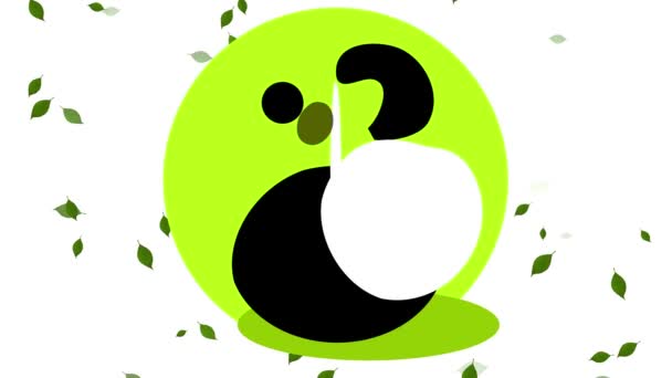Inertial Bouncing Happy Panda Holding Bamboo Branch Sitting Green Grass — Vídeos de Stock