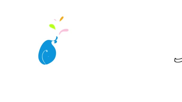 Вращение Выпрыгивание Элементов Создает Великий Синий Кит Рисунок Выполненный Молодым — стоковое видео