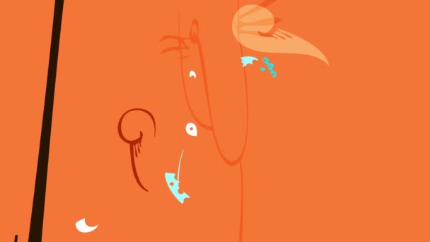 Linear Bounce Spin Animation Adorable Bunny Long Snout Taming Blue — Vídeo de stock
