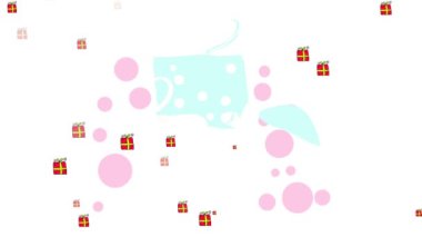 Üç Doğum Günü Hediyesi Çiziminin Doğrusal Ölçeklendirme Animasyonu Hareketli Hediye Kutusu Arkaplanının Merkezinde beliriyor Kutlama Partisi Çocukluğu ve Tatil Sürprizi Temsilcisi