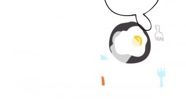 Basit elementlerin tepside kızaran yumurta ile sabah yemeğini oluşturması, sağlıklı bir kahvaltı için çok az zamanı olan genç bir yetişkinin ev yemeği olduğunu gösteriyor.