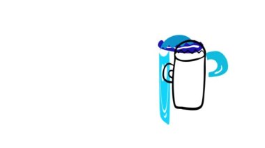 Basit Elementlerin Atalet Hareketi Stüdyo Fotoğrafı Oluşturuyor Bir Tarafında Neşeli İfade Yazılı Özel Mavi Kupa Bir Ev Malzemesi ve Mutfak gereçleri Mağazası Reklamları