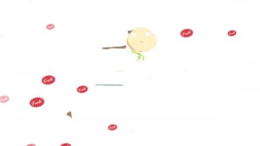 Cilalı bir uşağın gururlu bir ifadeyle yemek saati ile süslenmiş sıcak yemekleri servis etmek için ayakta durduğu şık etkinlikler için yemek firması reklamının ataletsel sekmesi.