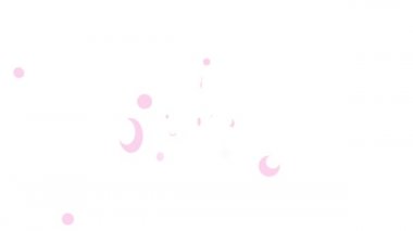 Mavi Doğum Günü Hediyesi 'nin Doğrusal Zıplama ve Dönme Animasyonu Etrafında flamalarla süslenmiş ince bir kurdele ve arkasında pembe kabarcıklar uçuşan rüya gibi bir görünüm veren