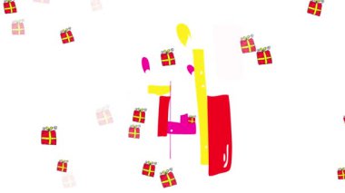 Ortadaki iki büyük hediye kutusunun arkasında beliren ve kaybolan kırmızı şekilli duvar kağıdının atalet sıçraması ve döndürme animasyonu çok çeşitli çeşitlilikte özel olduklarını gösteriyor.