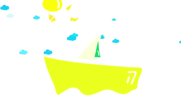 Linear Scaling Animation Yacht Sailing Horizon Italy Sunny Summer Holidays — Stock Video