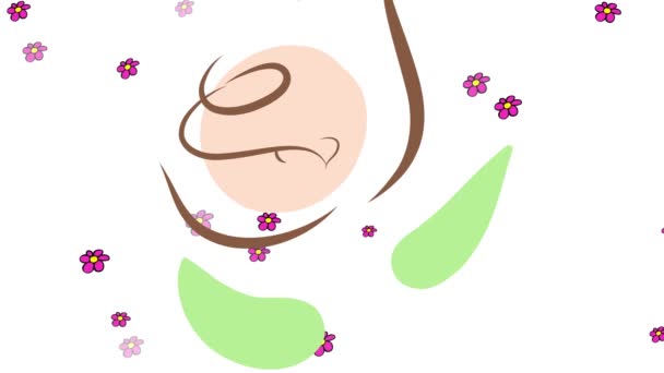 似たようなモノトーンの小さな花が咲く庭で最も美しいバラの線形スケーリングアニメーションその繊細な女性形と柔らかい水彩のために突き出す背景 — ストック動画