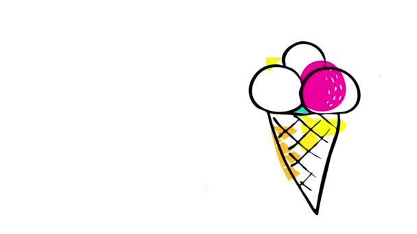 Inerciální Pohyb Rychlostí Ramping 70S Ice Cream Three Multi Colored — Stock video