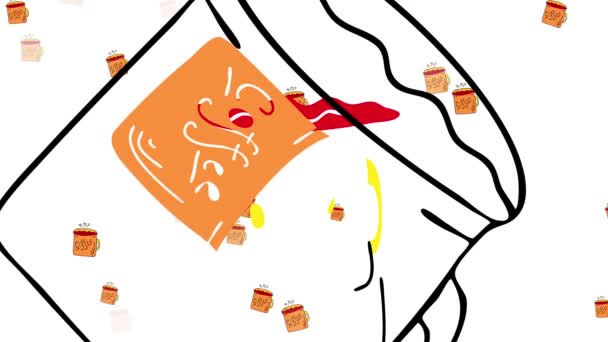 Éléments plats rebondissants formant du café aimant les gens rêvant avec de belles tasses et tasses flottant autour de la vie contenant des boissons chaudes Latte prêt à aller chaque matin avant d'aller au travail