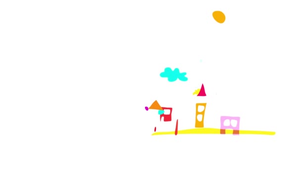 Tröskelstuds Och Spin Effect Animation Bostadsområde Med Byggnader Till Salu — Stockvideo