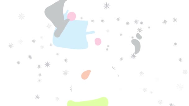 Линейная Скорость Уменьшает Движение Большого Снеговика Улыбающегося Нежностью Птице Которая — стоковое видео