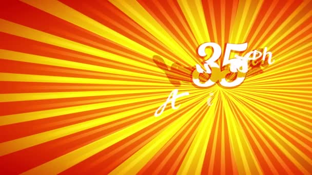 春とスピン効果を持つ滑らかなアニメーション35Thの誕生日記念マーク有名なエグゼクティブを祝う古典的な方法で大きな宴会を投げます — ストック動画