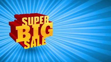 Pürüzsüz Animasyon İlkbahar ve Döndürme Efektiyle Büyük Değişen Altın ve Parlak Metin Mavi Işıklı Sahne Üzerinde Şansa İndirim