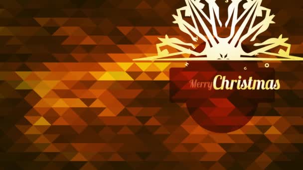 Inercial Motion with speed Ramping Of Merry Christmas Satisfied New Year Symbol With a Flake With Pointy Spikes Over Crimson Abstraction Scene With 3D Polygons