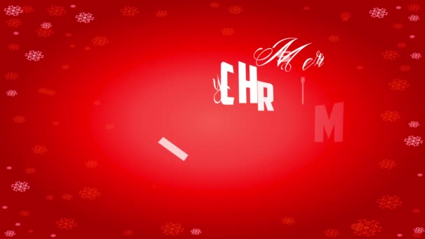 Ефект Швидкості Прикладений Білої Каліграфії Червоному Тлі Пластівцем Веселого Різдва — стокове відео