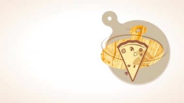 Otantik İtalyan Lezzetli Pizzacısı 'nı oluşturan basit elementlerin eylemsiz hareketi ve ahşap çember üzerinde gerçek yeşillikle pizzanın görsel kesimi.