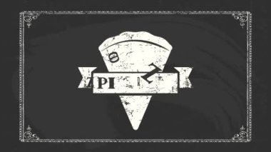 Otantik İtalyan Lezzet Pizzacısı 'nın Beyaz Grunge stili Siyah Kiremit Tahtası' na Kurdeleli Dilimin Çizilmesiyle İlgili Bir Siparişi Yaylanıyor