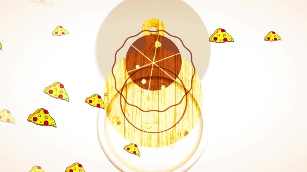 Velocidad Lineal Disminuir Movimiento Pizza Rodajas Tallada Tablero Madera Con — Vídeos de Stock