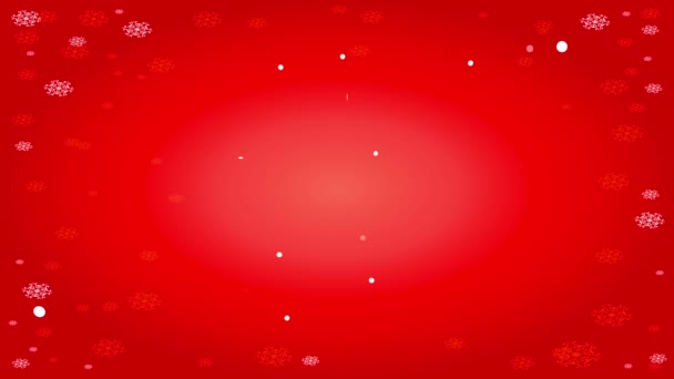 雪の結晶テクスチャで赤い背景に丸みを帯びたドットボーダーの中に書道でメリークリスマスエレガントなサインの春の効果でアニメーションを減速 — ストック動画