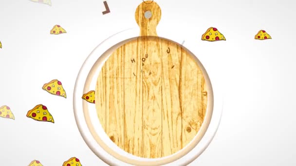 Yüksek Değerli Pizzacıların Atalet Zıplama Döndürme Animasyonu Tahta Tahta Tahta — Stok video