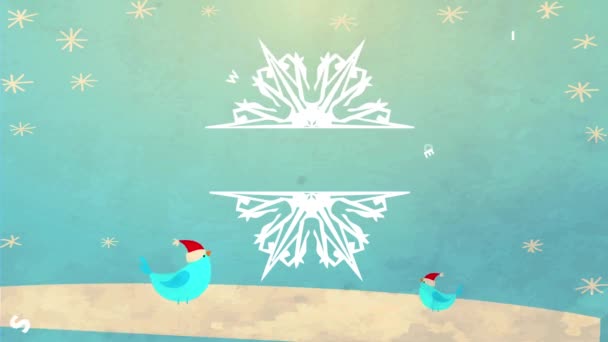 Springing Element Moving Order Compose Blue Birds Wearing Red Hats — Stok Video