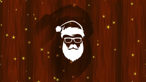 Inertial Rebote Caliente Vogue Santa Claus Claus Cabeza Usando Gafas — Vídeos de Stock