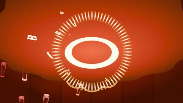 Zıplayan Düz Elementler Ahşap Desen Etrafında Bira Tipleriyle Dolu Düzensiz — Stok video