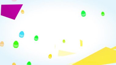 Zıplayan Düz elementler Neşeli Paskalya Embriyosu Av Duyurusu Süslü Pembe Tavşan Kulakları ve Altın Çokgen Geometrik Şekiller