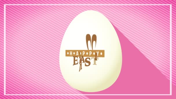 Serin Beyaz Paskalya Yumurtası Pembe Çizgili Arkaplan Üzerinde Altın Damgalı — Stok video