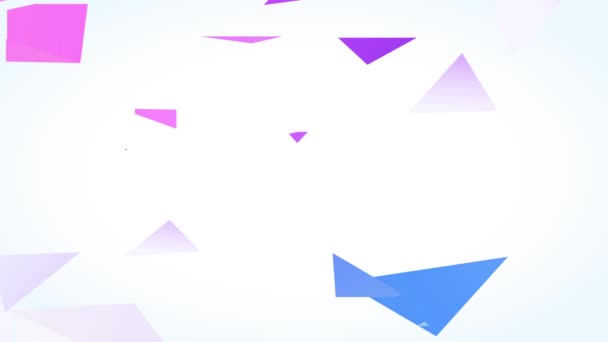 春の効果アニメーションで簡単に減速スケーリングの喜び笑顔イースターお土産カード紫色の文字で装飾された概念的な3D形状上の小さな多色の卵背景 — ストック動画
