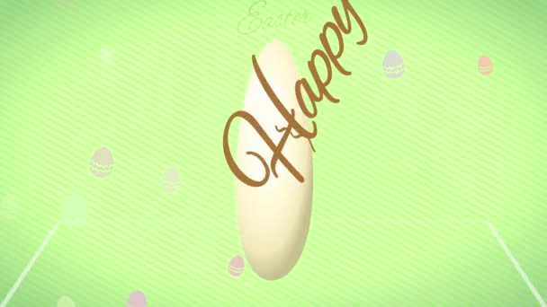 Bouncing Flat Elements Forming Joyful Easter Golden Handwriting Forming Detailed — Stok Video