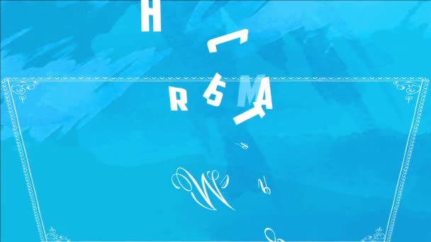 经典卷曲字体在紧张的蓝色背景下的春季效果动画滑行 圣诞节和新年礼品销售 — 图库视频影像