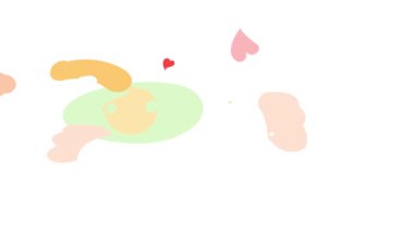 İlk kez aşık olduktan sonra kırmızı kalpler cennetinde yüzen küçük bir çocuğun tasvir edilmiş tasviri hala masum olduğunu gösteriyor.