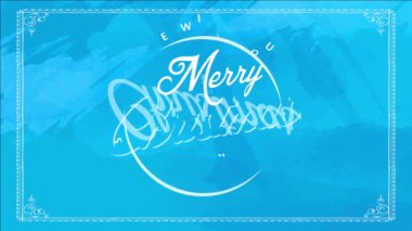 Beyaz Noel ve Yeni Yıl Mesajıyla Kış Tatil Kuruluşu Kartını Oluşturan Elementlerin Önergesi Mavi Boyalı