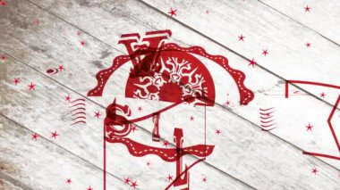 Noel Yılbaşı Yılbaşı Anlaşmasının Dönüşü ve Ölçeği Kırmızı Dalga Sembolü Kar Tanesi Sahnesinde Süsleme Yapıyor