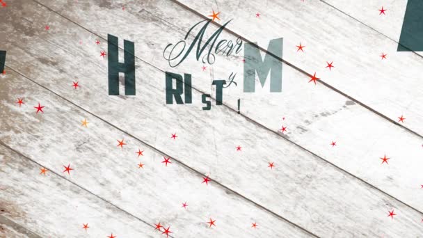 木製の背景に現代的なオフセットと書道でクリスマスと新年のための表示時間貿易広告のリニアスケーリングアニメーション — ストック動画
