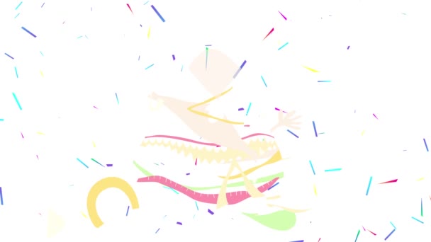 Tröghetshopp Spetsiga Flerfärgade Confetti Flytande Bakom Sällsynt Djurart Med Mycket — Stockvideo