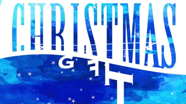 青い季節のセールサインの回転とスケールビクトリア朝のフレームで水彩シーンにわたって古典的な正式な記章を持つクリスマスギフトを提供しています — ストック動画