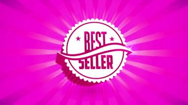 Zıplamak, Atalet Kaydırağı En Çok Satanlar Listesi Reklamı 'yla birleşince 3 boyutlu dalgalı yuvarlak ikon, Yıldızlar ve Kurdeleli Parlak Pembe Güneş Işığı Arkasında