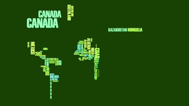 Harta Creativă Lumii Cuvinte Țări Mari Mici Care Formează Forme Videoclip de stoc