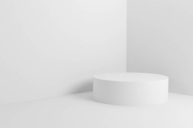Ürün, 3d oluşturma, 3d illüstrasyon, minimal tasarım boş alan için beyaz podyum.