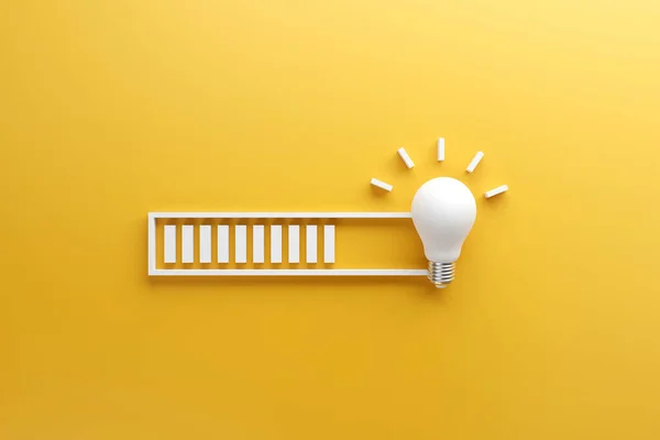Loading Bar Almost Complete Idea Beeing Processed Light Bulb Yellow — Stock Photo, Image