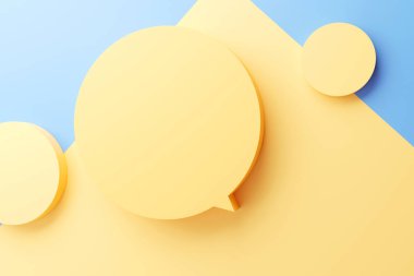 Boş sarı konuşma baloncukları, kopyalama alanı, 3d oluşturma.