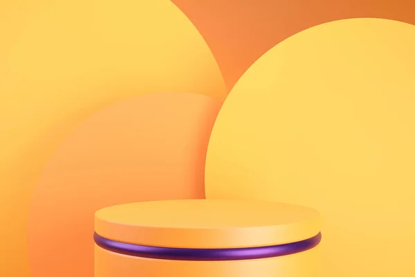 Orange Podium Och Minimal Abstrakt Bakgrund För Halloween Rendering Geometrisk — Stockfoto