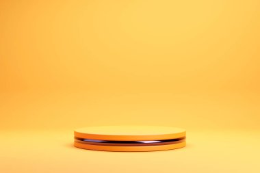 Cadılar Bayramı için turuncu podyum ve asgari soyut arkaplan, 3 boyutlu geometrik şekil, modern web sitesindeki ödüller için sahne.