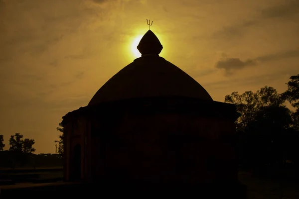 Solnedgång Talatal Ghar Rangpur Sivasagar Assam Bästa Exemplen Tai Ahom — Stockfoto