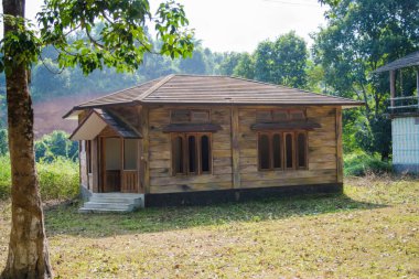 Traditional type of house in Northeast India, nice green trees